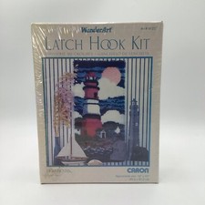 Caron WonderArt Lighthouse Latch Hook Kit Complete Craft Set DIY Rug Making USA