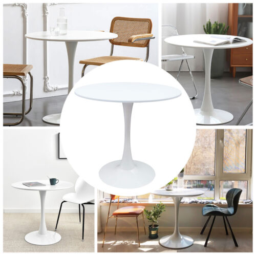 Round Tulip Pedestal Dining Table Mid-Century Modern Coffee Leisure Table White - Picture 6 of 20