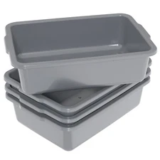 Idotry 32 Liter Large Plastic Bus Trays, Commercial Bus Tub Box Set of 4, Grey