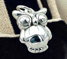 925 STERLING SILVER LIGHTWEIGHT OWL PENDANT NECKLACE, CHAIN SOLD SEPARATELY 1543