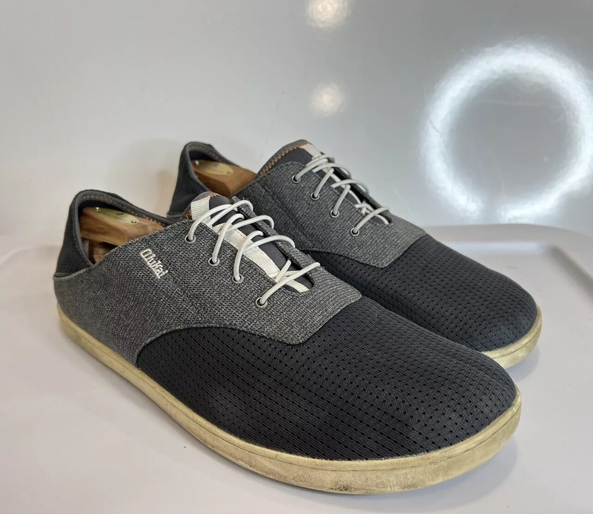 Olukai Nohea Moku Men Gray Slip On Dark Shadow Comfort Shoes  display picture 1