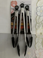 MASTER CHEF Stainless Steel Silicone Tongs Set Of 3 New Original Pack 9” & 12”
