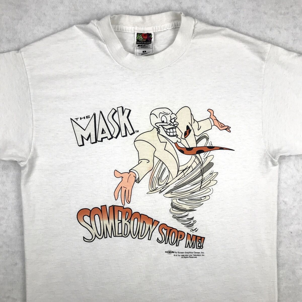 vtg 90s THE MASK SOMEBODY STOP ME! T-Shirt SMALL movie promo vtg 90s THE MASK SOMEBODY STOP ME! T-Shirt SMALL movie promo