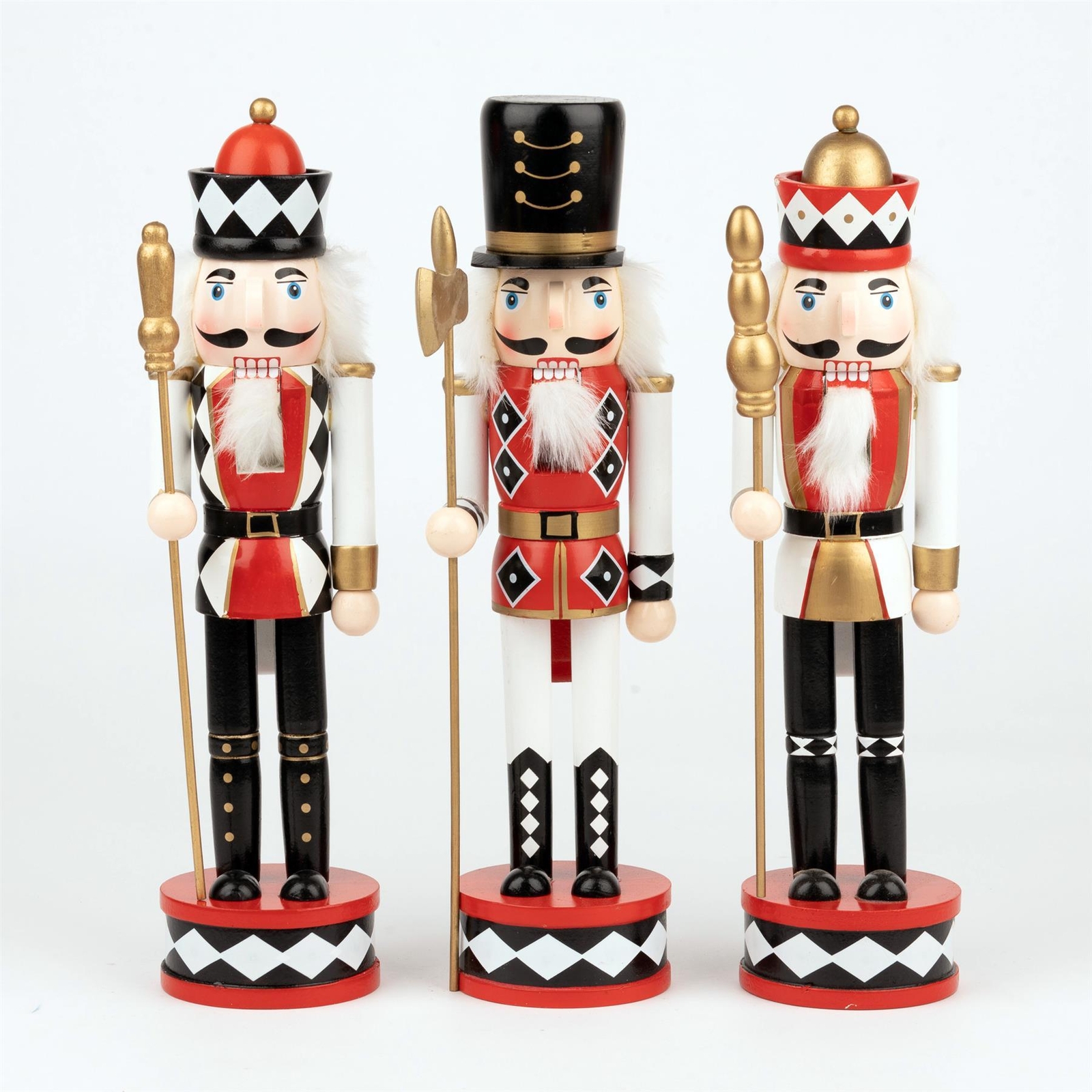 Christmas Decoration Wooden Nutcrackers 38cm Figures Ornament 3Pcs Set