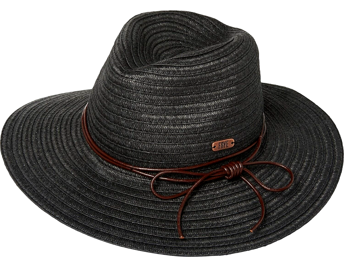 FRYE Black Paperbraid Wide Brim Fedora Hat 2DJAP Womens OS  display picture 1