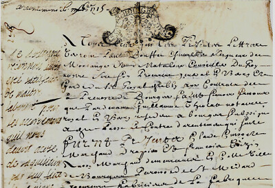 1715 Parchemin Bourges vignes de la fabrique, par CUISSET et VOIZIN à LABOURET