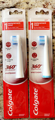 2 Packages of 1 Colgate 360  Advance Whitening Toothbrush Replacement Heads Soft