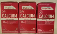 3 Walgreens Calcium 600 Mg + D3 - 60 Tablets Ea. Exp. 8/18 Free Shipping 3 Walgreens Calcium 600 Mg + D3 - 60 Tablets Ea. Exp. 8/18 Free Shipping