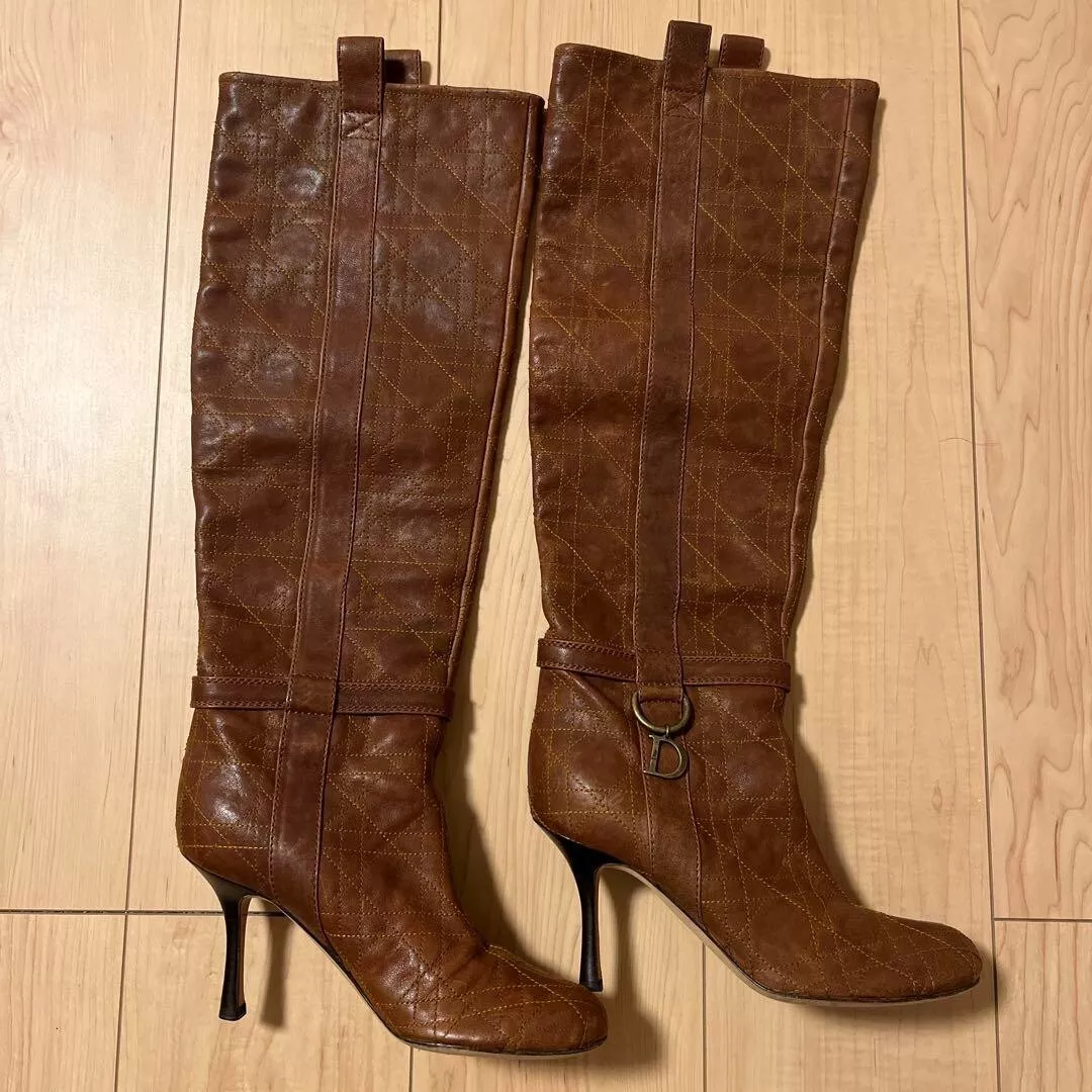 Bottes longues Christian Dior en cuir marron US6 femme à la mode du Japon y6444