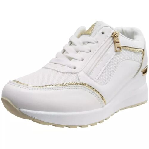 Zapatos de cuña Entrenadores Mujer Tenis Damas Clásicos Con cordones Cómodos Bombas Tallas - Imagen 44 de 49