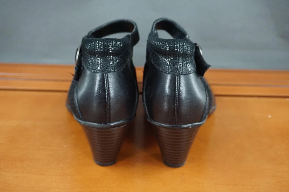 Earth Garnet Shoes Womens Size 7.5 Black Leather Ankle Strap Pumps Mary Jane - Image 4 of 4