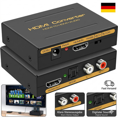 HDMI Audio Extractor 4K 60Hz Optisch Cinch Stereo Adapter Konverter