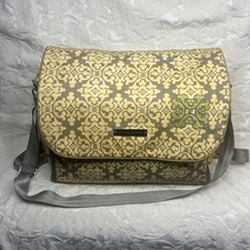 Petunia Pickle Bottom Backpack Diaper Bag Yellow Gray Floral Pattern