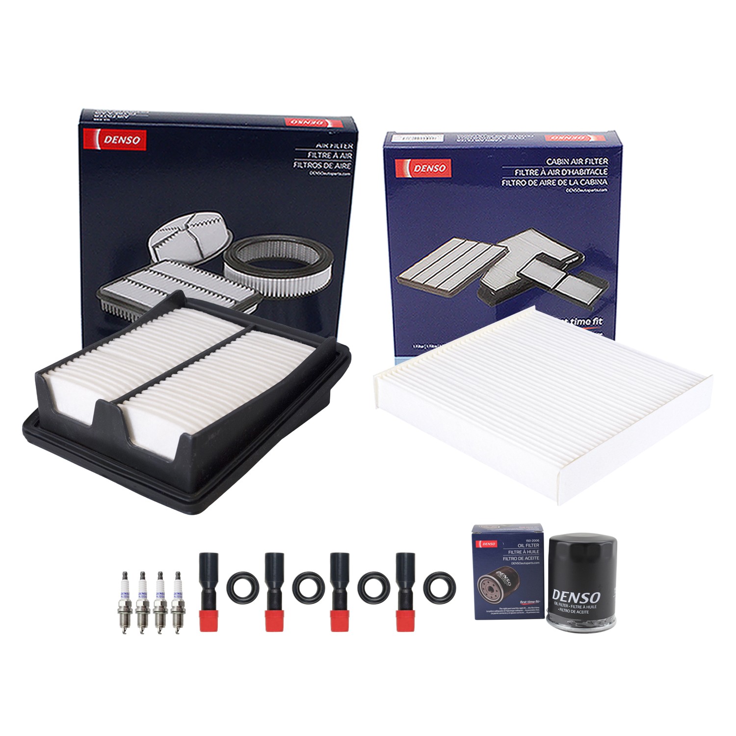 Denso Tune Up Kit 4 Spark Plugs  Boots Kit for Honda Fit 1.5L L4 L15A1 07-08