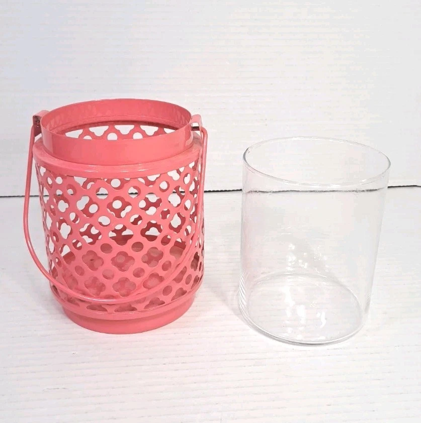 Candelabro colgante de metal rosa rústico candelabro candelabro Shabby Chic decoración Foto 3 de 3