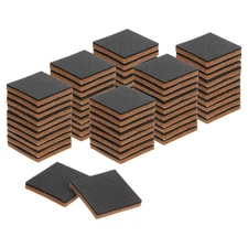 60 Pcs 1 3/8" Square Felt & EVA Furniture Pads, Floor Protectors, Brown+Black