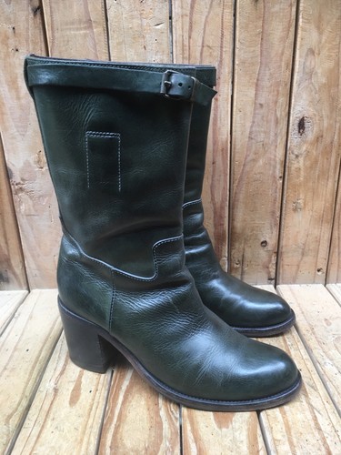 Moma Green Heeled Leather Pull On Women’s boots SZ EUR 38 UK 5 US 8 - Picture 8 of 19