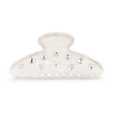 2 PCS Ivory Acrylic Hair Clip with Heart Shape Rhinestones Medium Size