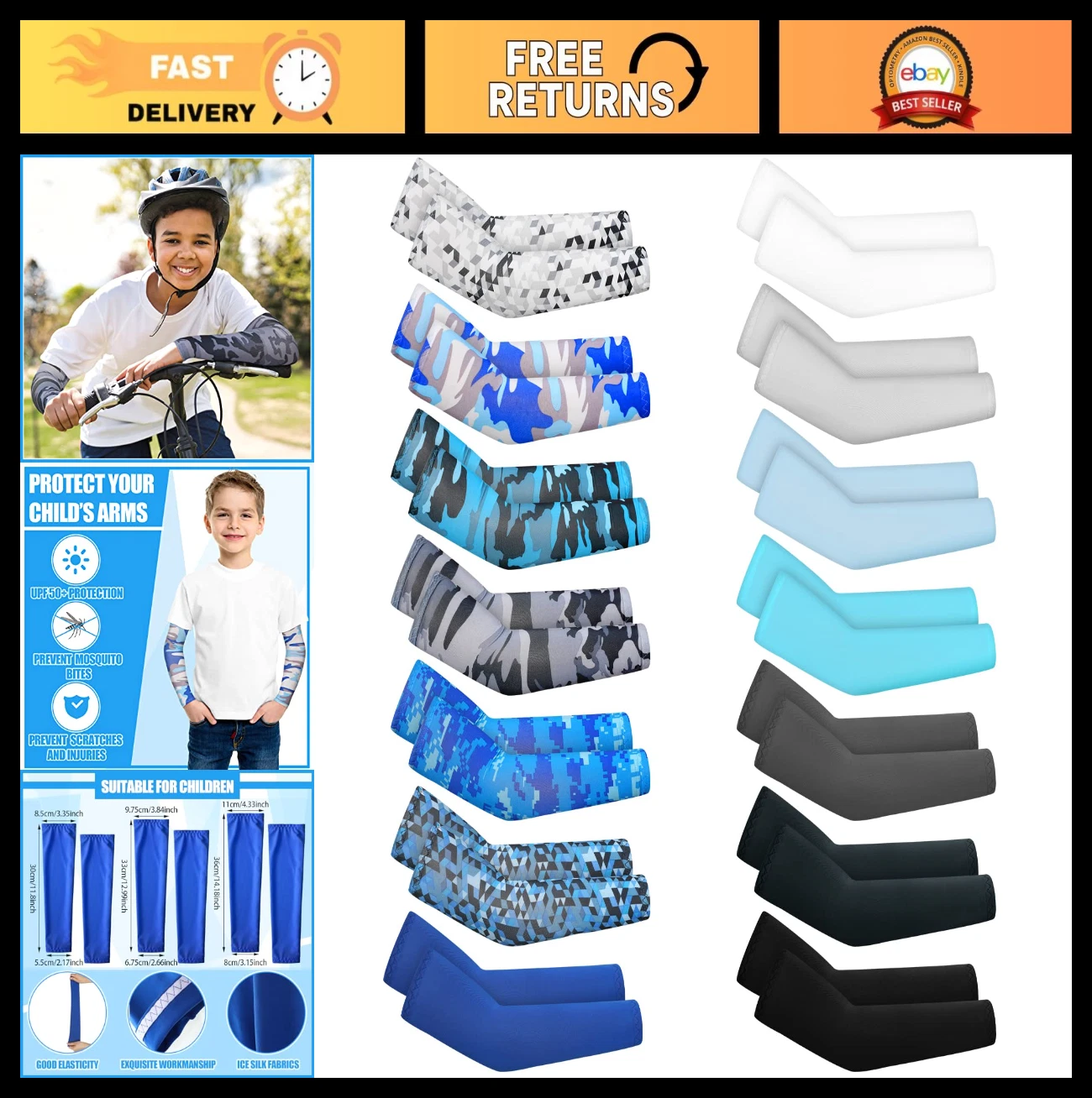 14 Pairs Kids Arm Sleeves UV Sun Protection Cooling Compression Covers for Sport
Opens in a new wind