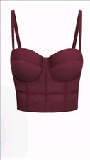 Maroon Mesh Underwire Bustier Top