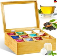 Teebox, Teebox Aus Holz Mit 12 FäChern Und Sichtfenster, Teebeutel