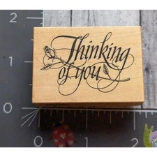 PSX Designs Thinking Of You Script C745 1991 Rubber Stamp Wood #G9