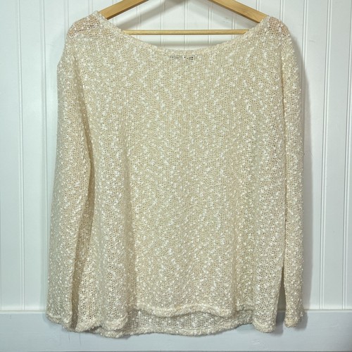 Honey Punch Sweater Holiday Angelcore Cream Long Sleeve Boat Neck Bobble Knit