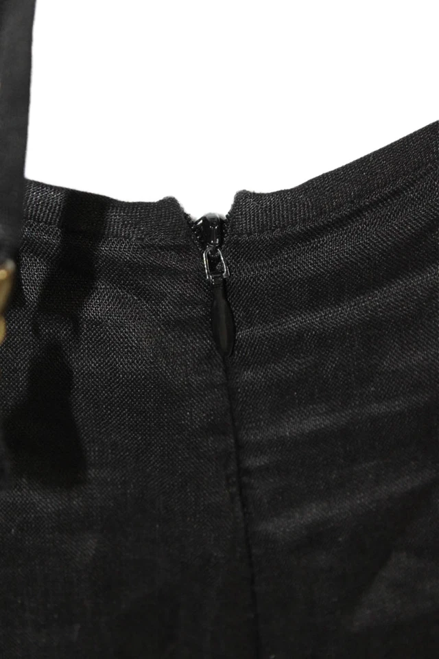 Zimmermann Women Fit & Flare Sundress Black Linen Square Neck Sleeveless Size 0 - Image 4 of 4