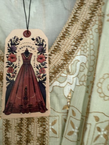 Refined Threads boho maxi dress plus 2X sage green metallic stripes embroidered - Picture 7 of 9