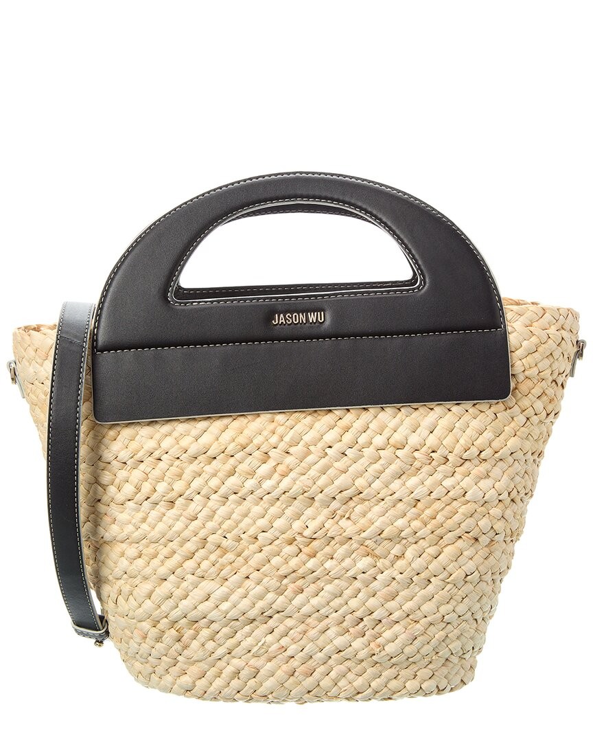 Jason Wu Straw - Leather Bucket Bag Women's Brown