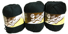3 Sugar 'n Cream Cotton Yarn Lot of 3 BLACK NEW 4Ply 4 Ounce skeins LILY COTTON