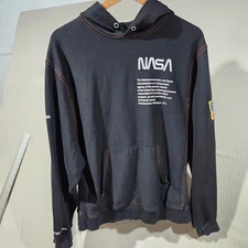 Heron Preston NASA Hoodie Black Orange Stitching Fall Winter 1990 Men Size M