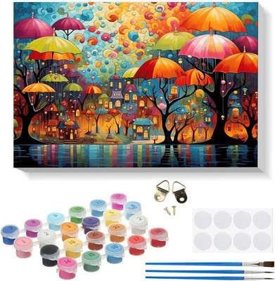 DIY Baumschirm Malen nach Zahlen Set 20x30cm Leinwand