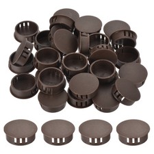 32Pcs 28mm Brown Nylon Plastic Round Locking Hole Plugs Insert End Cap