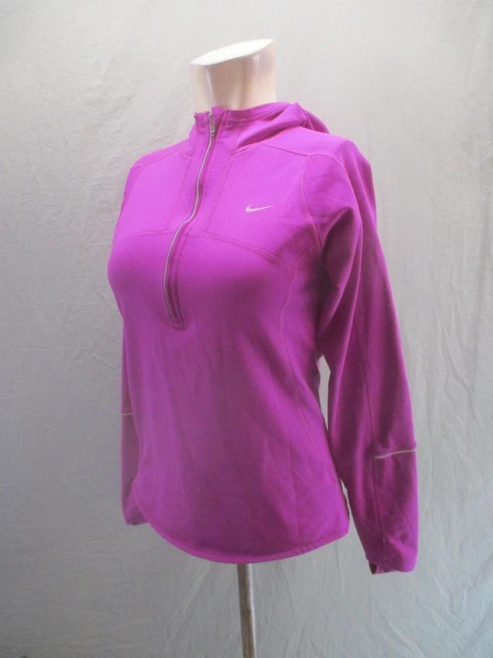Nike Talla S Mujer Púrpura Cálido Vellón 1/2 Cremallera Capucha Ropa Activa Pull Over 358 Foto 3 de 4