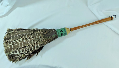 Vintage Turkey Feather Duster Railway Wood Handle 26" Made in USA