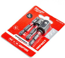 Image of Milwaukee Shockwave 3-Piece Impact Socket Adaptor Set for Power Tools