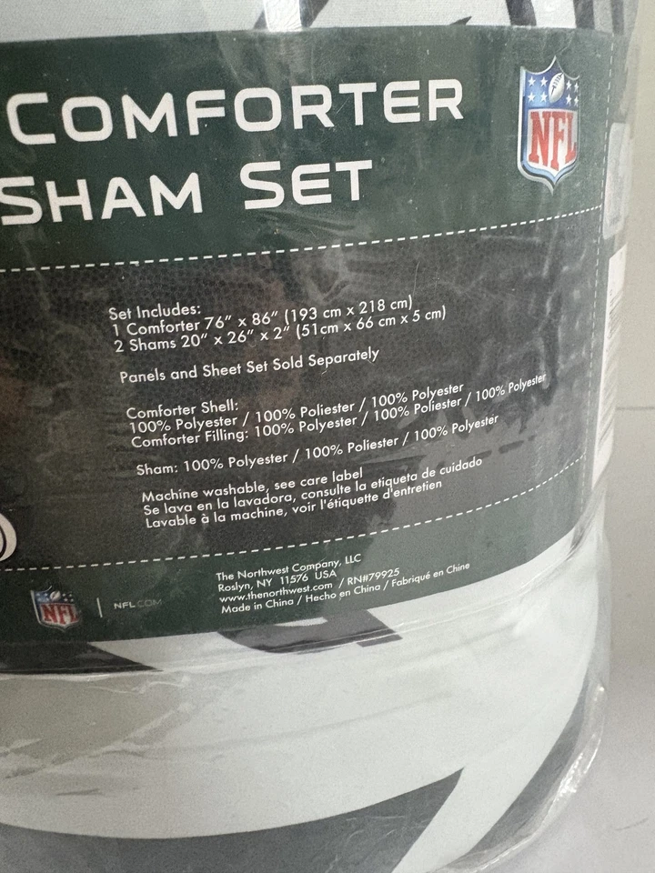 Disney NFL New York Jets Juego Completo de Edredón Falso Jóvenes Niños Ropa de Cama Verde Nuevo Foto 3 de 4