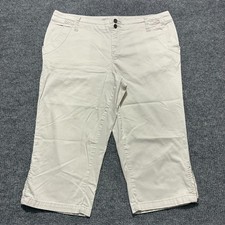 Lane Bryant Womens Capri Pants Size 18 Beige Ankle Zip Flat Front High Rise