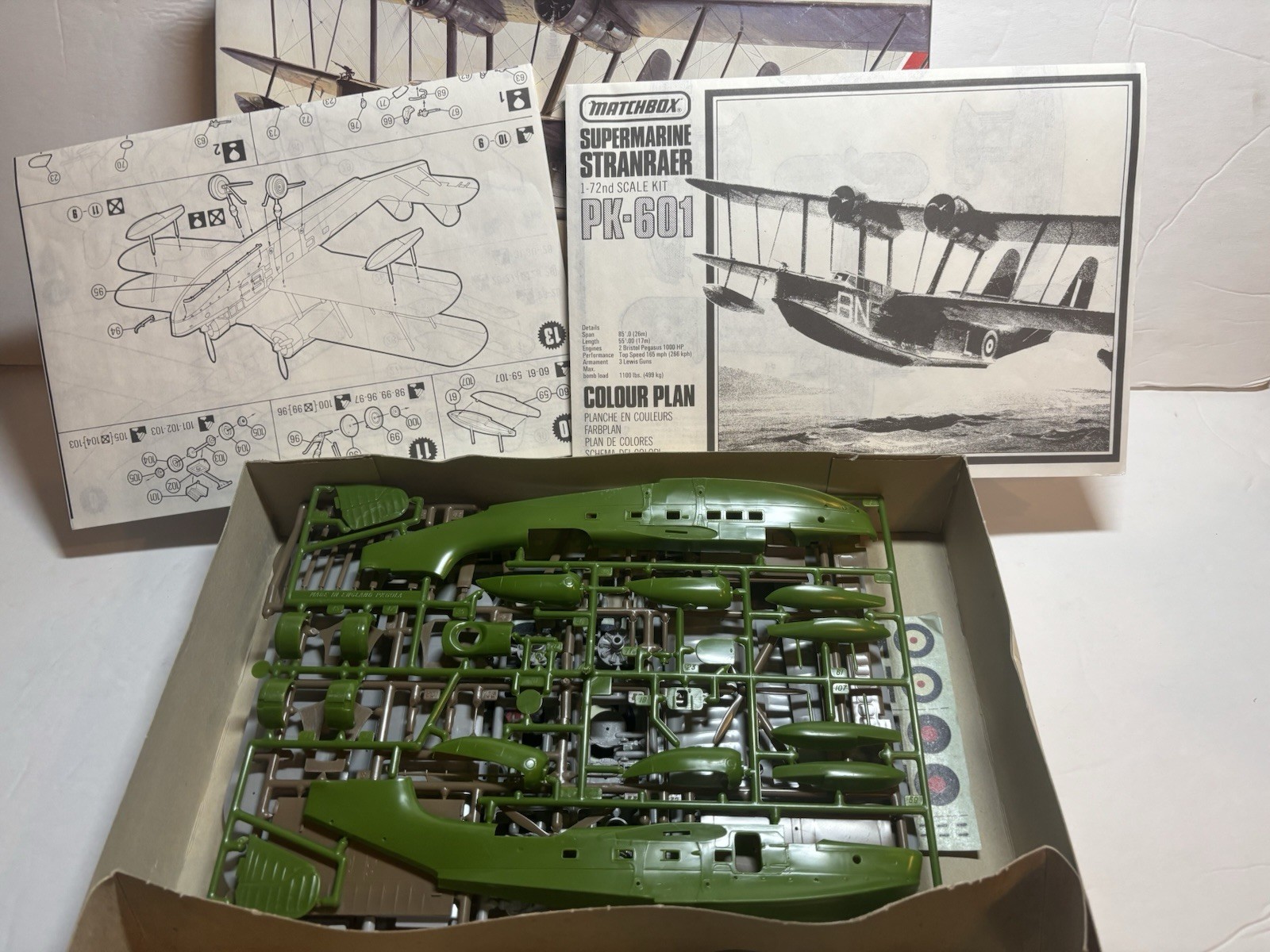 Matchbox Super-Marine Stranraer 1/72 Scale Kit Open Box Complete 