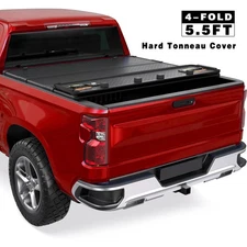 4-Fold 5.5FT Hard Truck Bed Tonneau Cover For 2009-2014 Ford F150 w/ Lamp On Top