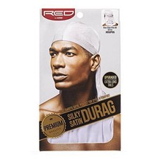 Red Kiss Premium Silky Satin Durag Mens Cap Durag White, 1 Ea
