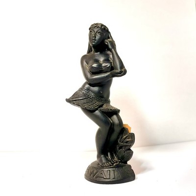 Hula Girl Hawaii Lava Figure Vintage Tiki Dancer, Black. Hip Original