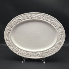 Pfaltzgraff Country Cupboard 18" Oval Serving Platter White Floral Relief