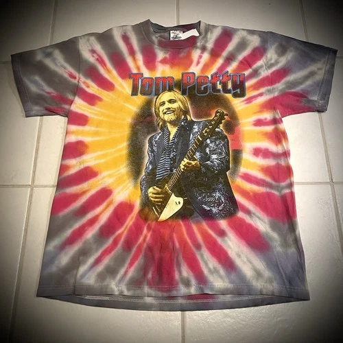 Tom Petty World Tour Delta Tie Dye Shirt Size L Venues 2000s vintage concert t-shirt, vintage, single stitch, B+ condition