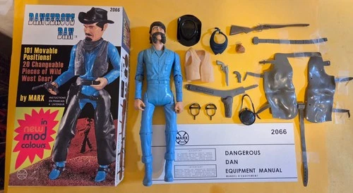 Quick Draw Dangerous Dan + 16 Accessories + Manual Marx Mod box Johnny West