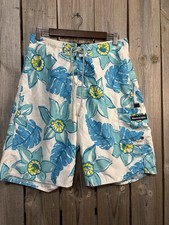 Abercrombie  Fitch Board Shorts 32 Blue Floral Hawaiian Swim Surf Trunks Y2K