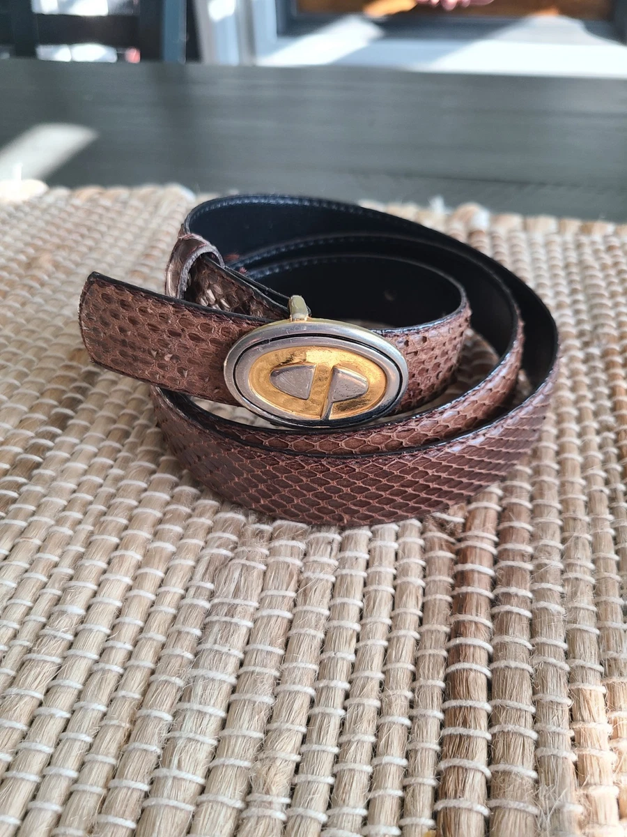 Vintage Genuine Snakeskin Belt with Gold Chain-Link Buckle – Size Medium - 34 in Snakeskin Medium Gold Belts for Women for sale | eBay main image 3