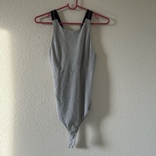 TopShop Casual Dressy Street Sporty High Neck Bodysuit women s 6 Gray