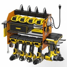 Power tool organizer wall mount modular storage with charging station, garage